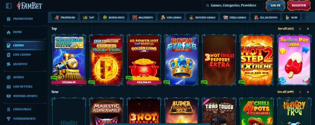 Fambet Casino 350% Bonus bis 2.500 Euro und 250 Freispiele